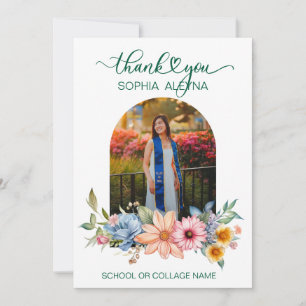 Tarjeta de agradecimiento de graduación con foto d