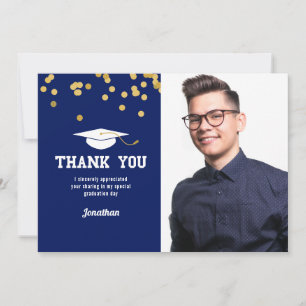 Tarjeta de agradecimiento de graduación con foto d