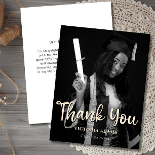 Tarjeta de agradecimiento de graduación con foto e