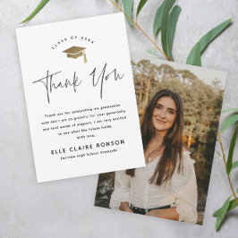 Tarjeta de agradecimiento de graduación con foto e