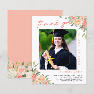 Tarjeta de agradecimiento de graduación con foto f