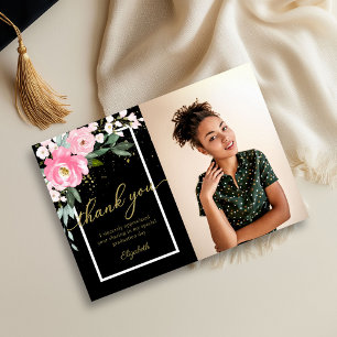 Tarjeta de agradecimiento de graduación con foto f