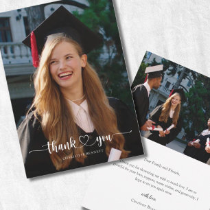 Tarjeta de agradecimiento de graduación con foto m