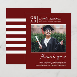 Tarjeta de agradecimiento de graduación con foto r