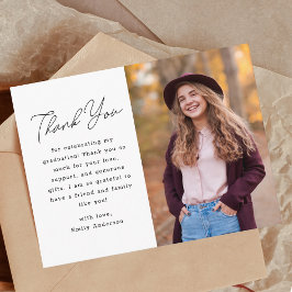 Tarjeta de agradecimiento de graduación con letra 