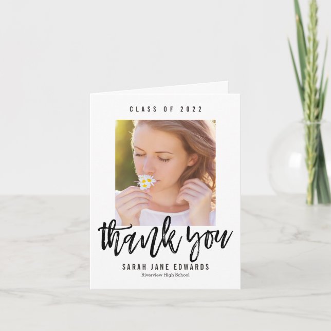 Tarjeta de agradecimiento de graduación con pincel (Anverso)