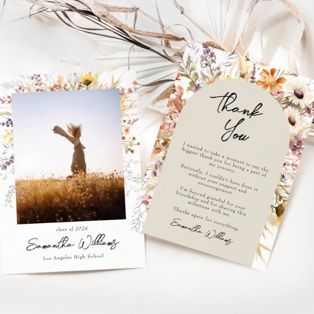 Tarjeta de agradecimiento de graduación de boho fl (Subido por el creador)
