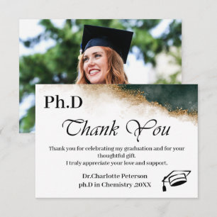 Tarjeta de agradecimiento de graduación de doctora