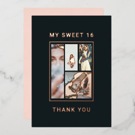 Tarjeta de agradecimiento de graduación de foil el