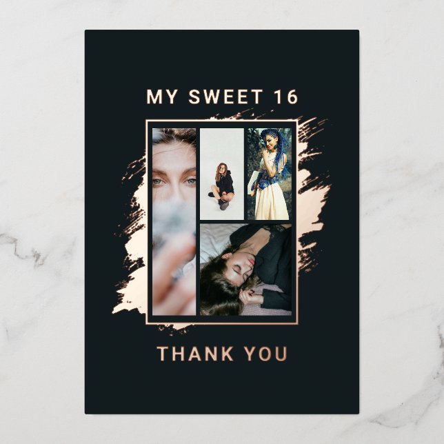 Tarjeta de agradecimiento de graduación de foil el (Anverso)