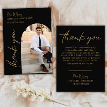 Tarjeta de agradecimiento de graduación de foto en