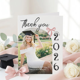 Tarjeta de agradecimiento de graduación de foto mo