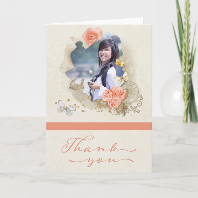 Tarjeta de agradecimiento de graduación de fotos (Anverso)