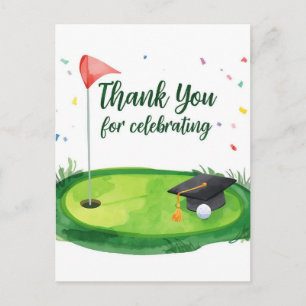 Tarjeta de agradecimiento de graduación de golf en