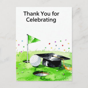 Tarjeta de agradecimiento de graduación de golf en