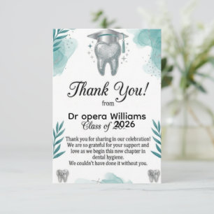 Tarjeta de agradecimiento de graduación de higiene