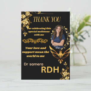 Tarjeta de agradecimiento de graduación de higieni