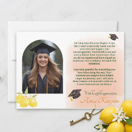 Tarjeta de agradecimiento de graduación de limón r