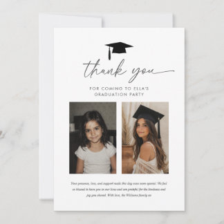 Tarjeta de agradecimiento de graduación de niña en