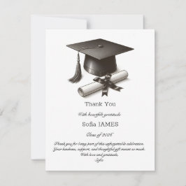 Tarjeta de agradecimiento de graduación elegante