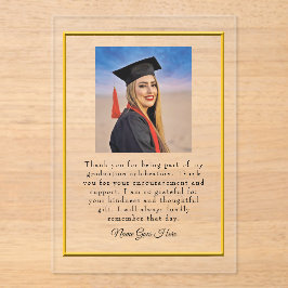 Tarjeta de agradecimiento de graduación en acrílic