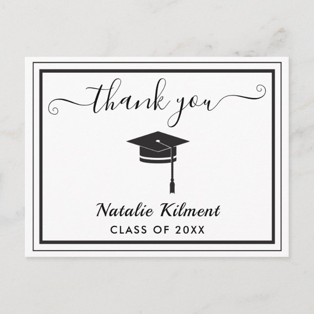 Tarjeta de agradecimiento de graduación en blanco  (Anverso)