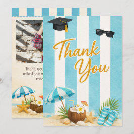 Tarjeta de agradecimiento de graduación en la play