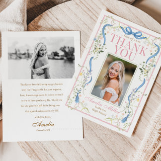Tarjeta de agradecimiento de graduación Fancy Flor