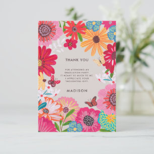 Tarjeta de agradecimiento de graduación floral col