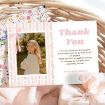 Tarjeta de agradecimiento de graduación floral Coq