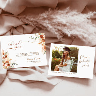 Tarjeta de agradecimiento de graduación floral de 