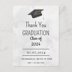 Tarjeta de agradecimiento de graduación grunge neg