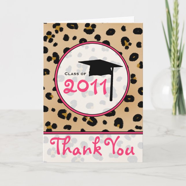 Tarjeta de agradecimiento de graduación - Leopardo (Anverso)