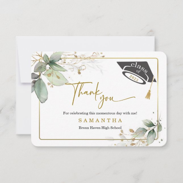 Tarjeta de agradecimiento de graduación personaliz (Anverso)