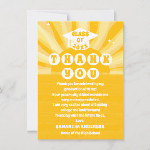 Tarjeta de agradecimiento de graduación Retro Suns
