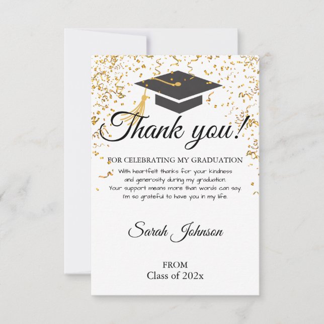 Tarjeta de agradecimiento de graduación simple mod (Anverso)