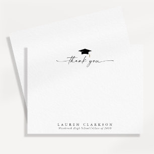 Tarjeta de agradecimiento de graduación simple y e