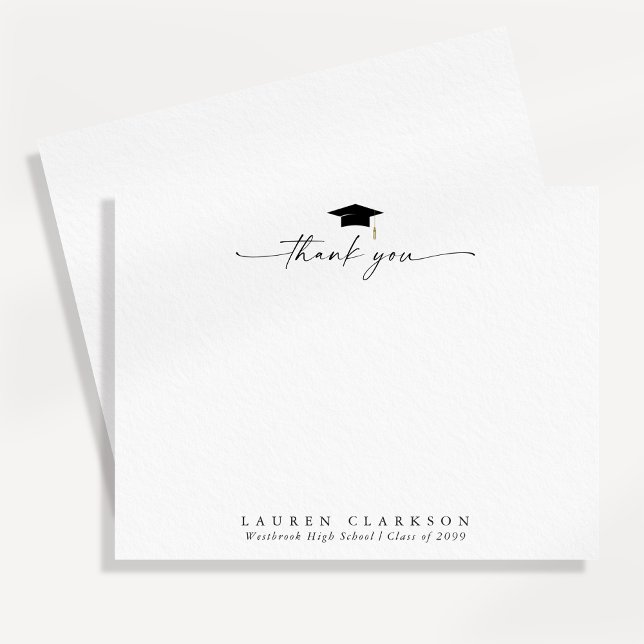 Tarjeta de agradecimiento de graduación simple y e (Subido por el creador)
