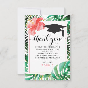 Tarjeta de agradecimiento de graduación tropical c
