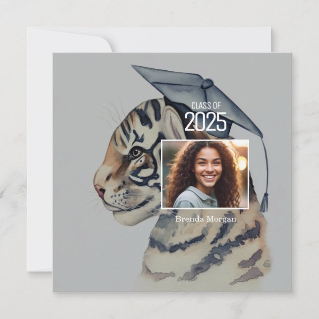 Tarjeta de agradecimiento de graduación única con  (Anverso)