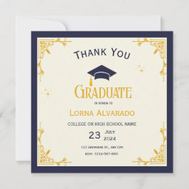 Tarjeta de agradecimiento de graduación vintage de