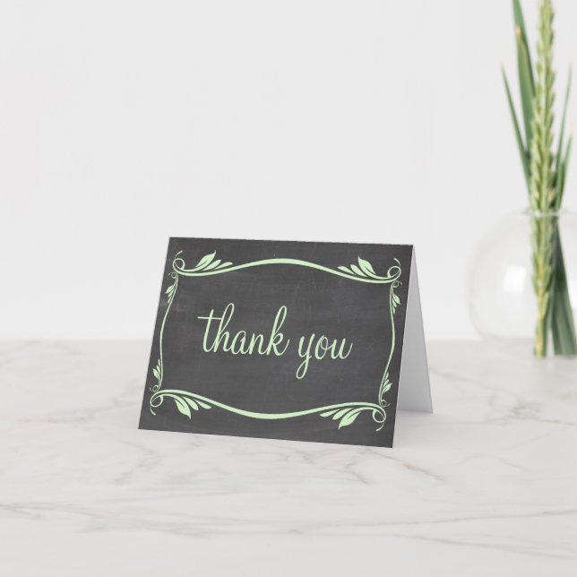 Tarjeta de agradecimiento de Green Flourish Chalkb (Anverso)