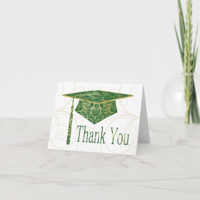 Tarjeta de agradecimiento de Green & Gold Floral C (Anverso)