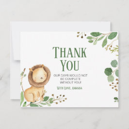 Tarjeta de agradecimiento de Green Lion Baby Showe