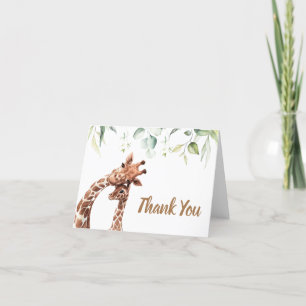 Tarjeta de agradecimiento de Greenery Giraffe Baby