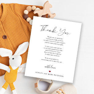 Tarjeta de agradecimiento de guión de baby shower