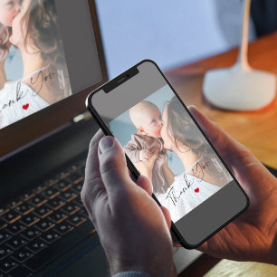 Tarjeta de agradecimiento de guión simple con 2 fo