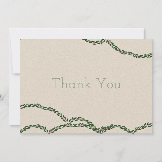 Tarjeta de agradecimiento de guirnalda de Navidad (Anverso)