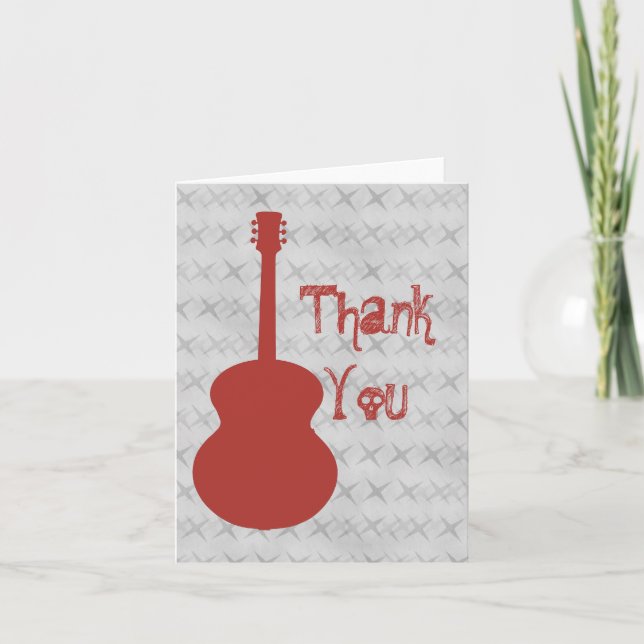 Tarjeta de agradecimiento de guitarra roja grunge (Anverso)