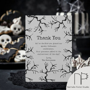 Tarjeta de agradecimiento de Halloween del árbol e